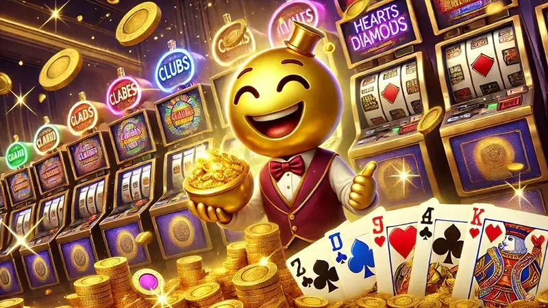 Simbol khusus dan panel fitur pada permainan slot