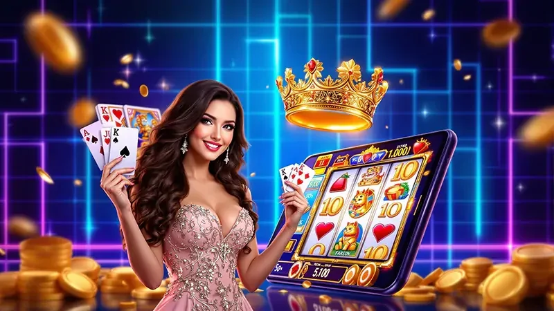 Layar slot mobile dengan susunan reel dan ikon permainan
