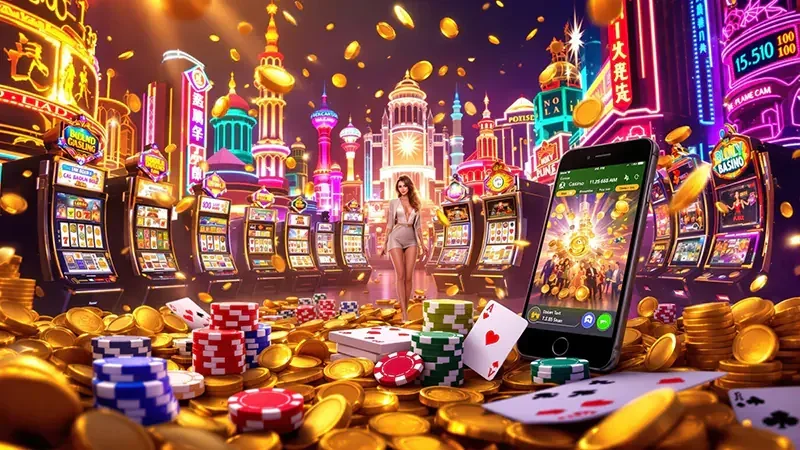 Antarmuka slot dengan reel terang untuk pengalaman mobile